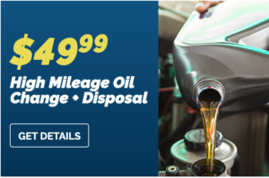 high mileage oil change coupon for $49.99