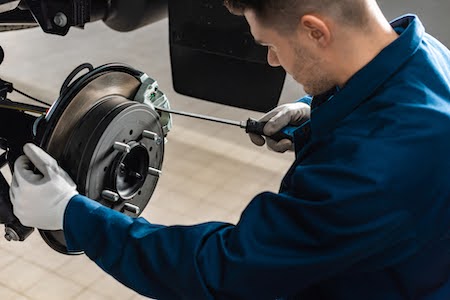 Fresno mechanic performing brake repairs