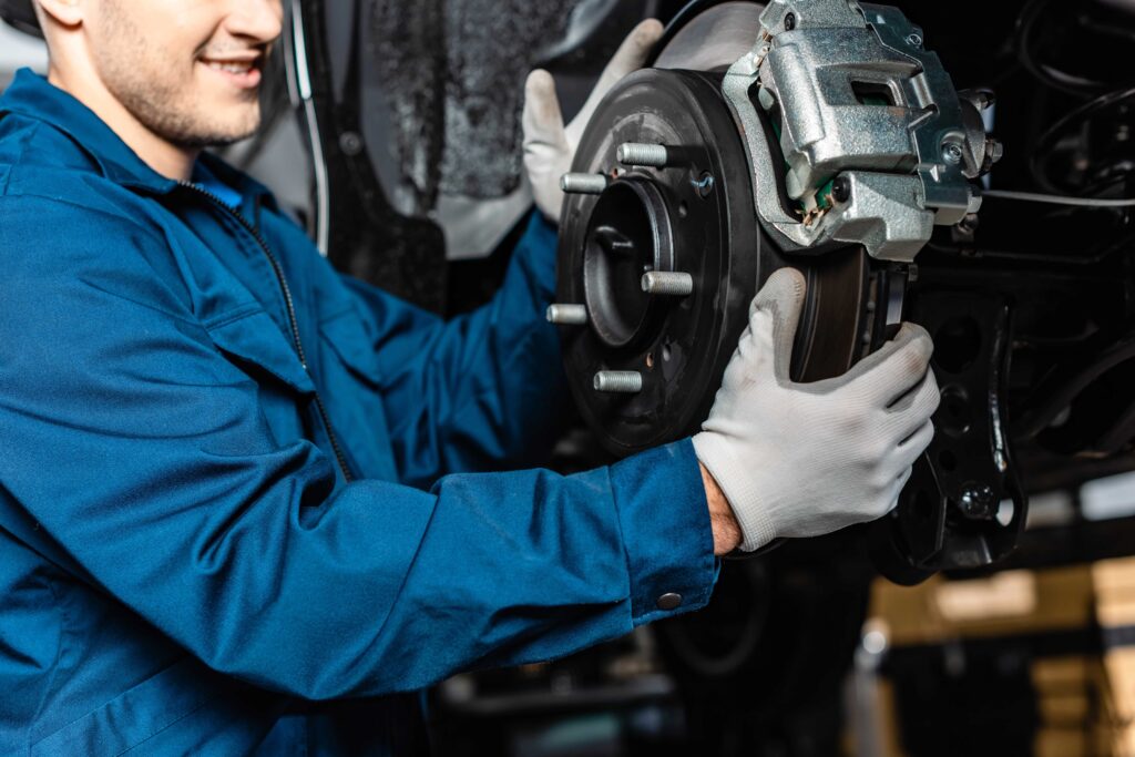 Visalia mechanic working on brake repairs
